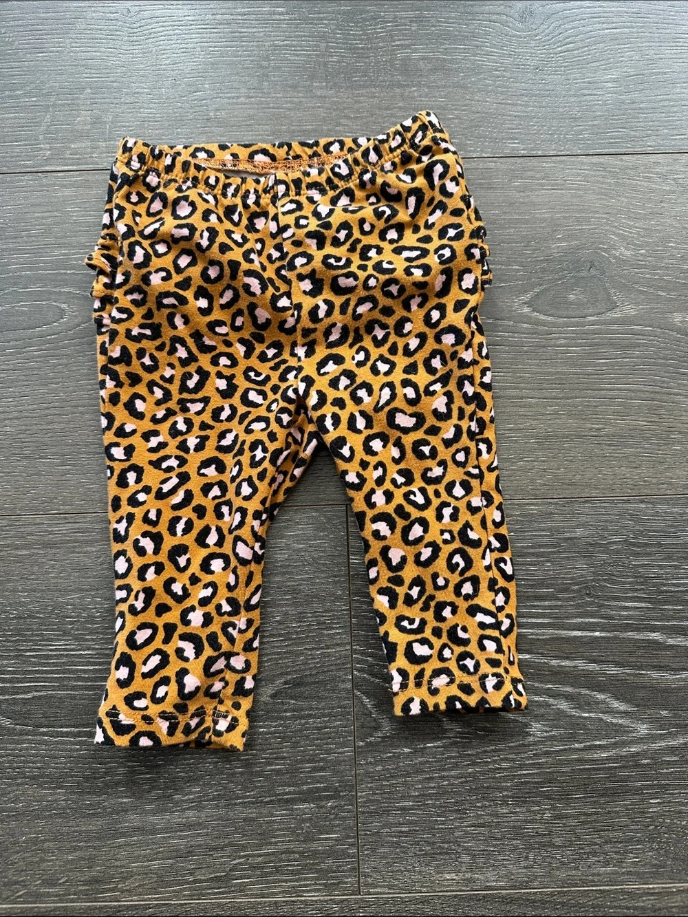Old Navy Girls' Mustard Leopard Print Leggings with Pink Accents